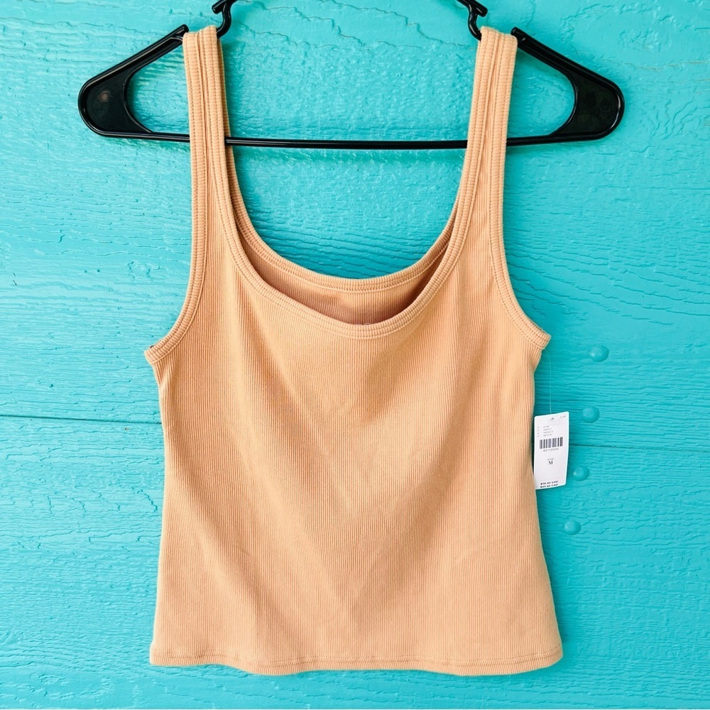 ANTHROPOLOGIE PILCRO RIBBED KNIT SLEEVELESS TANK TOP TAN SIZE MEDIUM NWT